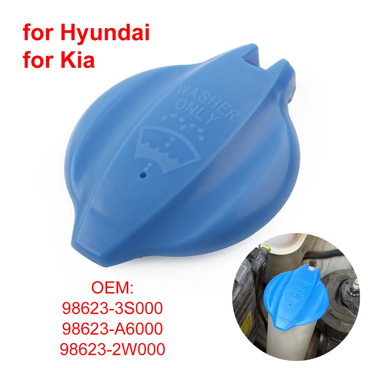 98623-3S000 for Hyundai Sonata Santa Fe Kona for Kia Soul Cerato Car Windshield Wiper Washer Fluid Reservoir Tank Cap