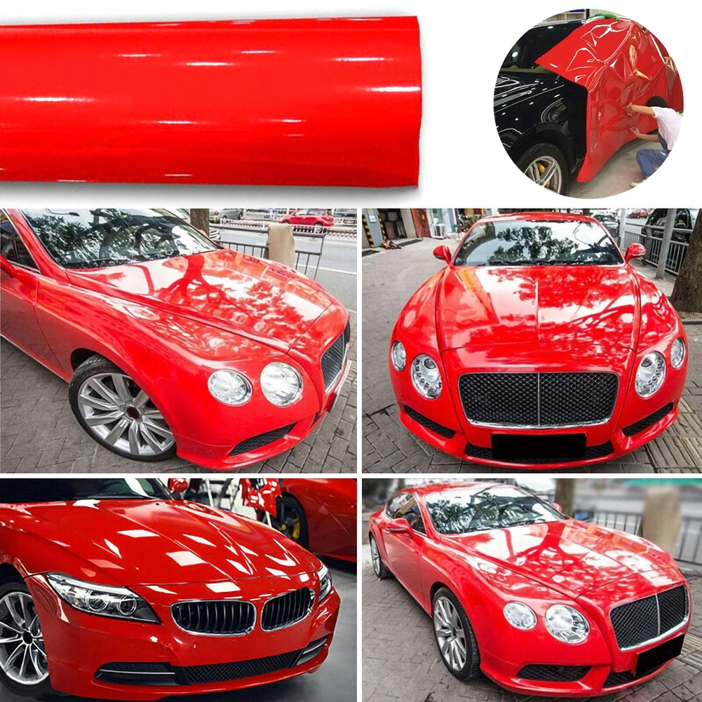 Super Gloss Red Vinyl Film Wrap Sticker 30 * 152CM Foil Decoration Spare Completely waterproof, anti-fouling and UV resistan