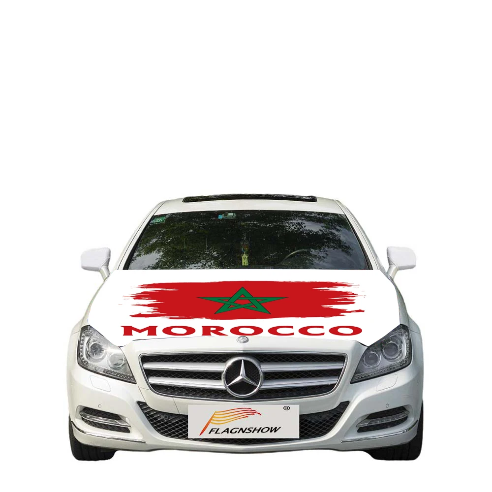 Flagnshow Free Size stretch fabric Morocco Flag car cover