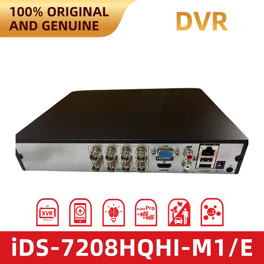 Hikvision iDS-7208HQHI-M1/E 8CH 5M Lite XVR AcuSense Human Vehicle Detection H.265 Pro+ 1SATA Turbo HD DVR Support TVI AHD CVI C