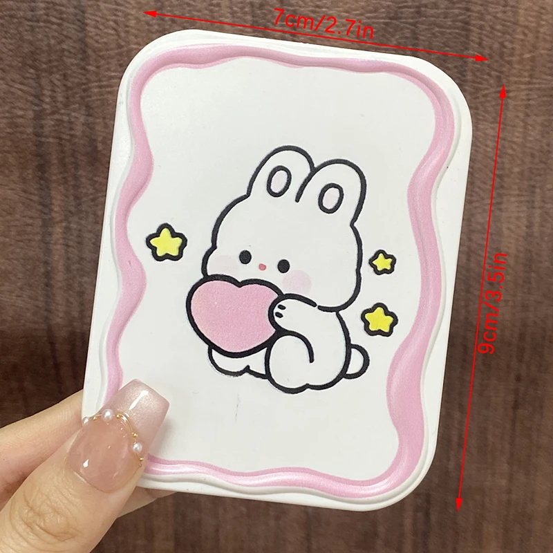 Cartoon Cute Rabbit Folding Clamshell Mirror Makeup Mirror With Comb Portable Creative For Women Girls Handheld Mirror