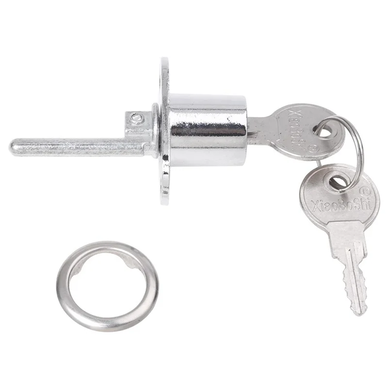 ABSS-3X 19Mm Cylinder Head Diameter Silver Tone Metal Drawer Plunger Lock With 2 Keys