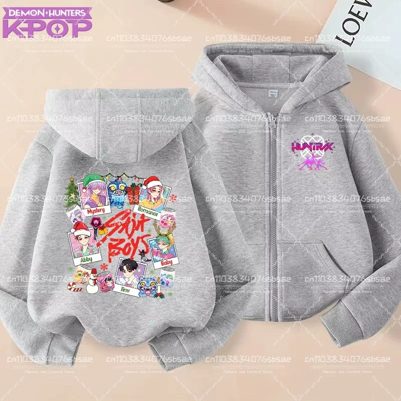 K-pop Demon Hunters Cappotto con cappuccio per bambino Anime Huntrix Rumi Zoey Cartoon Fashion Zip Jacket Boy Girl Cute Top Abbigliamento per bambini Regalo