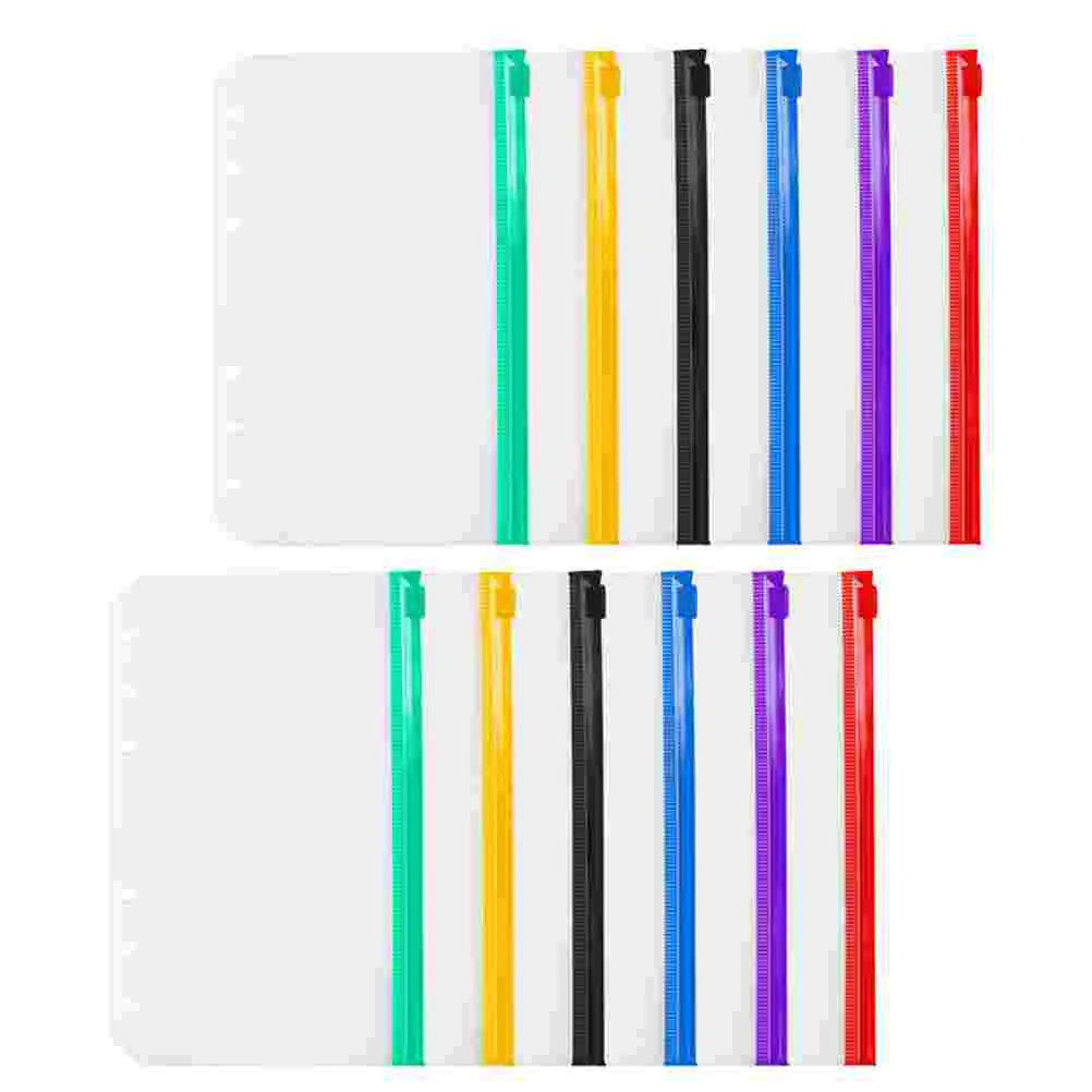 12 Pcs Zipper Bag Transparent File Bags Binder Pockets Loose Leaf Protector Folders Pvc