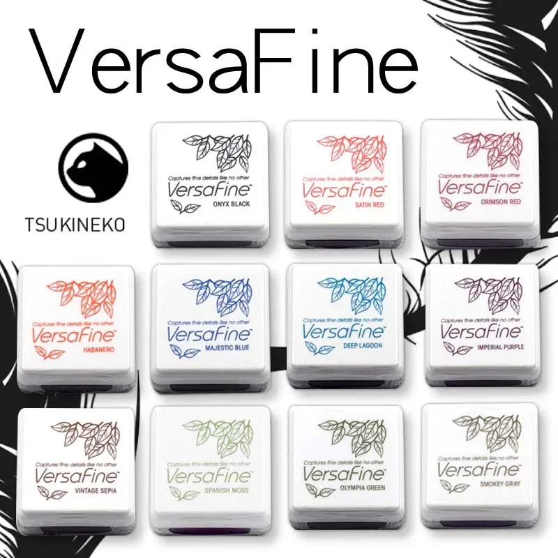 11Pcs /Set Japan Tsukineko VersaFine Inkpad Small Rubber Stamp Quick-drying Ink