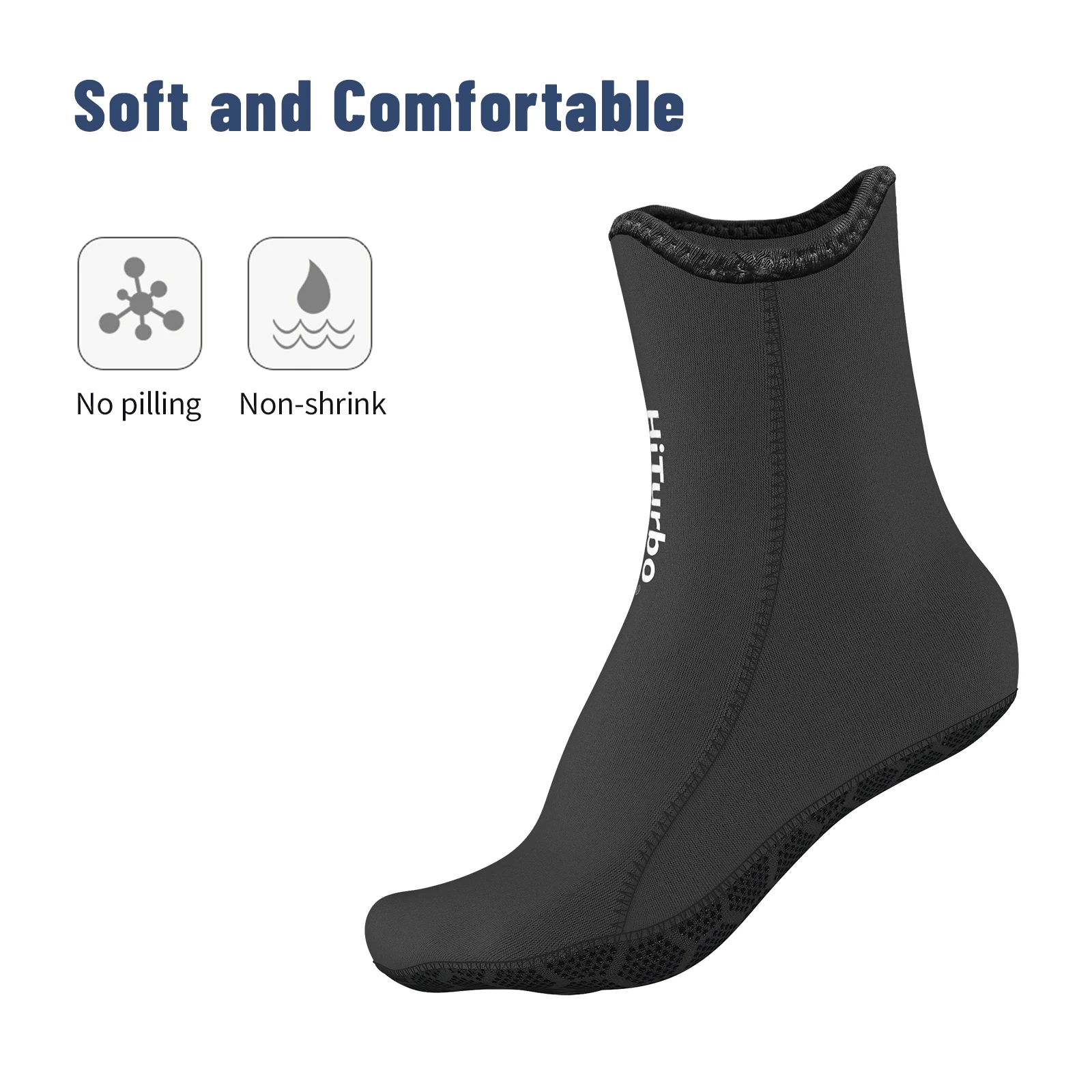 HiTurbo 3 mm Neoprensocken, rutschfeste Wassersocken-Schuhe, zum Tauchen, Schwimmen, Surfen, Schnorcheln – Detail 2