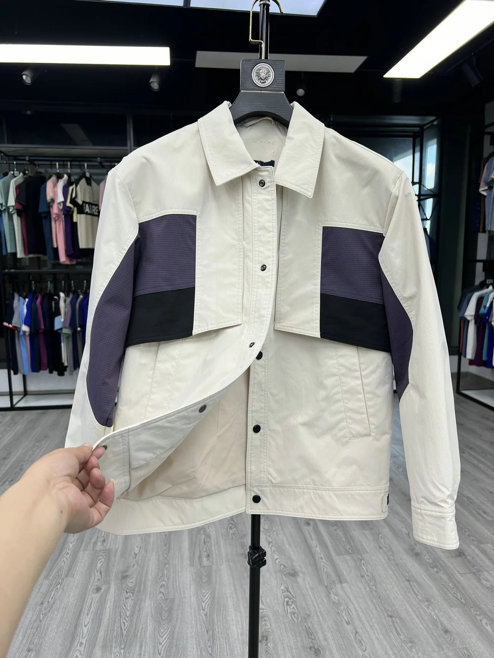 

Мужская рабочая куртка свободного кроя с контрастными вставками, укороченная, с длинным рукавом, из полиэстера, повседневная, модная, весна-осень