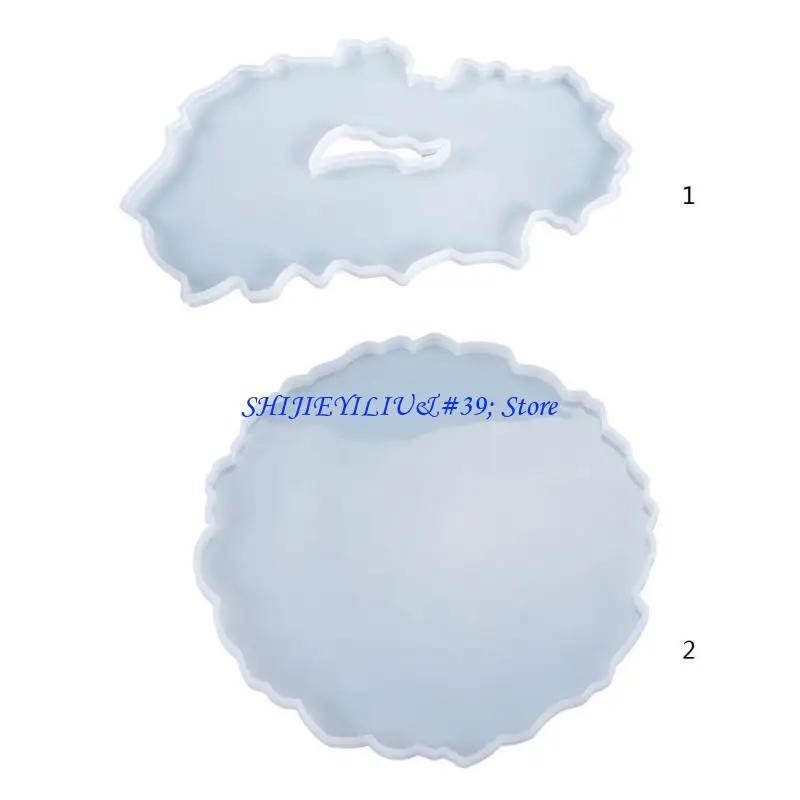 E21F Serving Borad Crystal Epoxy Mold DIY Crystal Mould Irregular Round Tray Silicone Mold Fruit Plate Casting Mold
