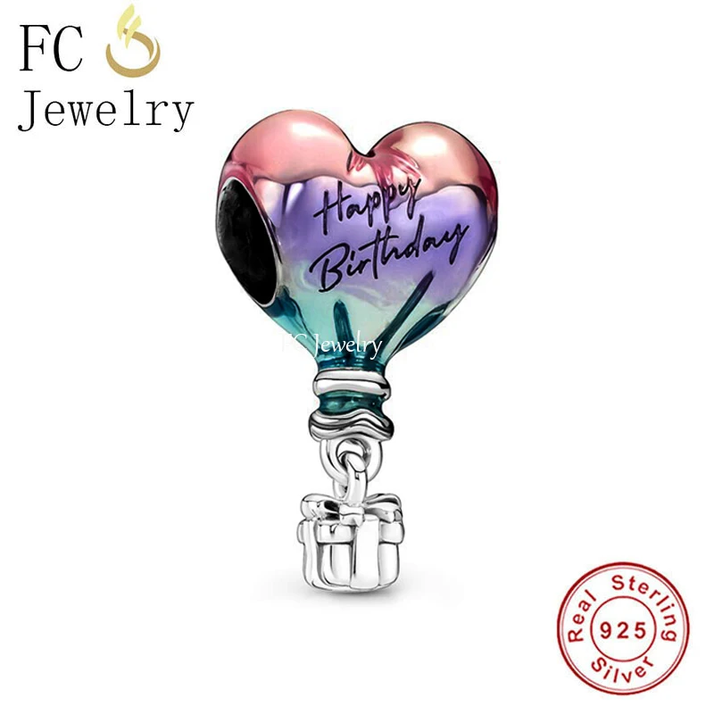 FC Jewelry Fit Original Charm Bracelet Real 925 Silver Color Hot Air Balloon Happy Birthday Bead For Making Women Berloque 2022