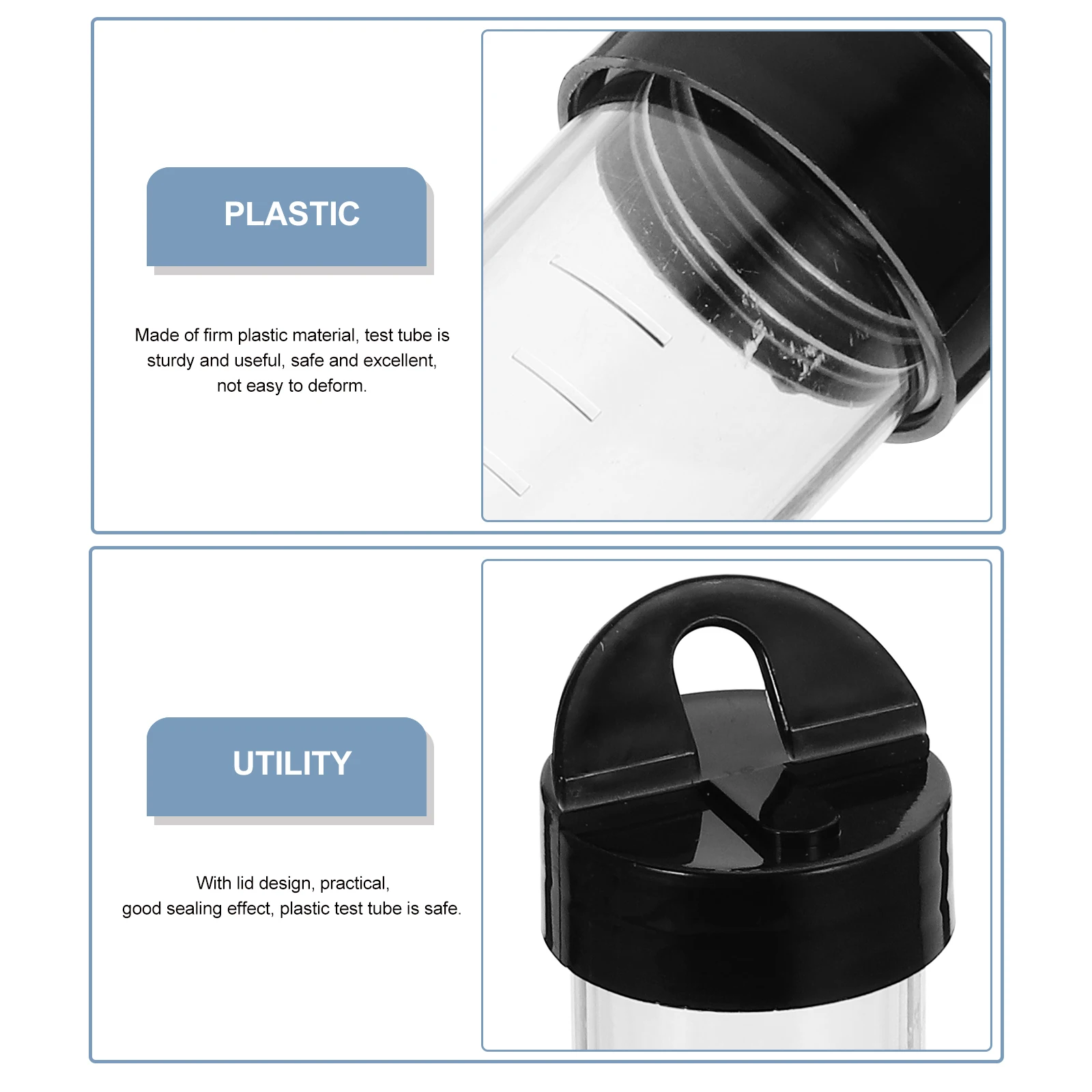 

12pcs Test Tube Syringe Sealing Bottle Leak Proof Plastic Vials Small Storage Sampling Tubes for Laboratory Clear Lightweight