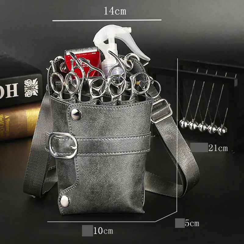 Hair Stylist Scissor Holster PU Leather Barber Shears Bag with Adjustable Crossbody Waist Strap for Hairstylist Pet Groomer