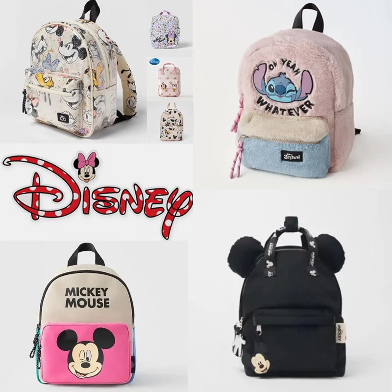2025 Disney Mickey Mouse Cartoon Fashion Backpack Women\'s Minnie Canvas School Bag Fashion Large Capacity Backpack Girls Mochila