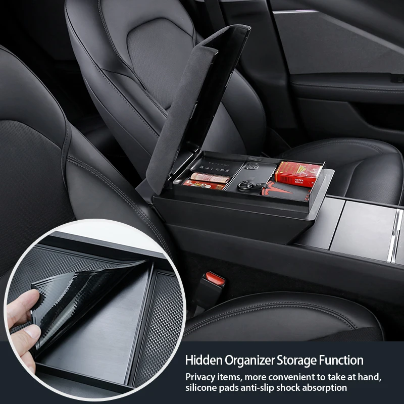 For Tesla New Model 3 Highland 2024 Car Armrest Box Booster Storage Box  for Tesla Model Y Model 3 Car Armrest Storage Box