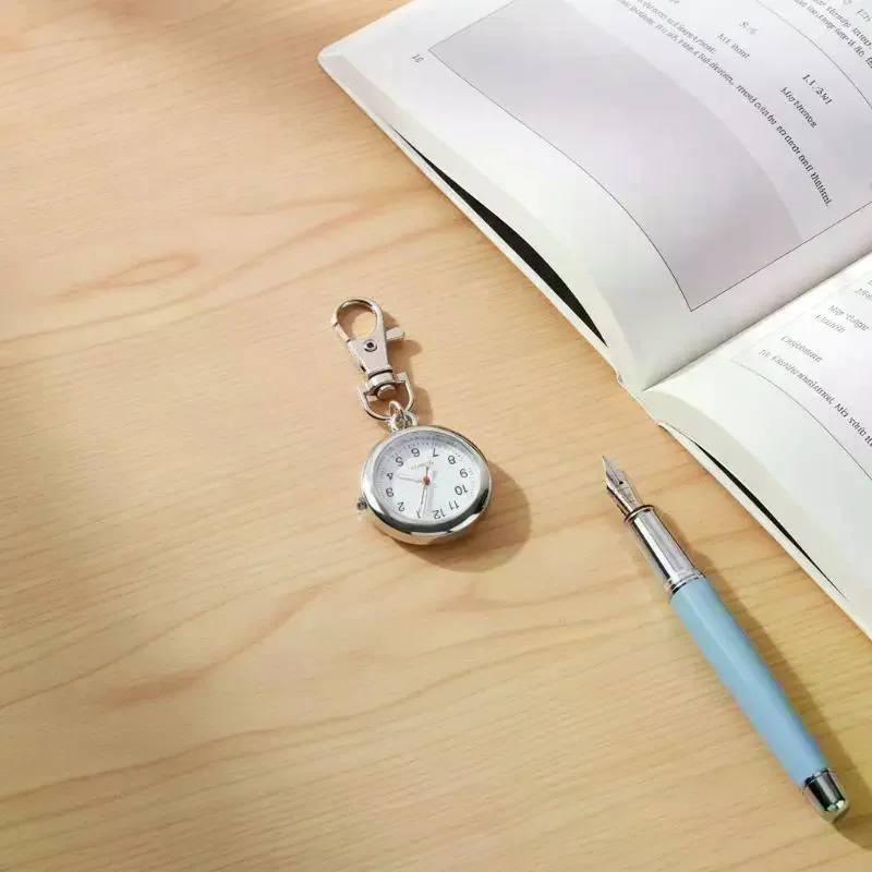 Keychain Pocket Watch Quartz Analog Nurse Watch Clip On Mini Pendant Watch Minimalist Watches For  Staff Student Exam