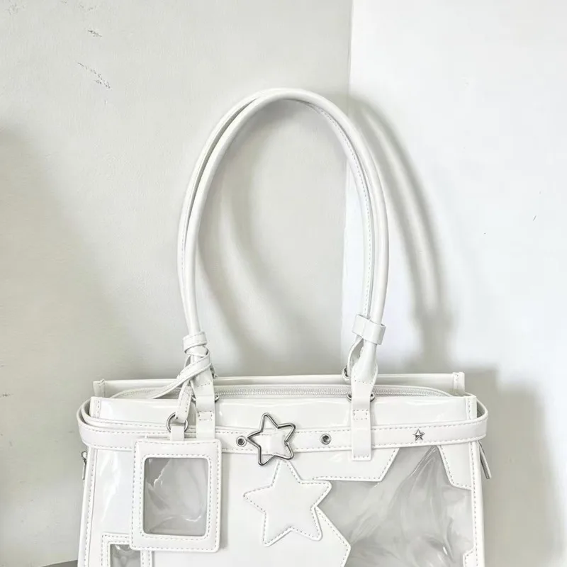Y2K New Cute Ita Bag Concert Large Capacity Backpack Lolita Girl Transparent Shoulder Bag DIY Badge Display Casual Crossbody Bag