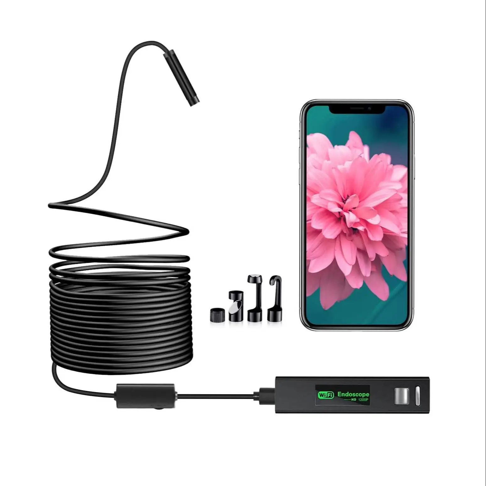 Wireless Endoscope,WiFi Borescope Inspection Camera 1200P HD IP68 Waterproof Snake Camera Compatible for Android iOS Tablet