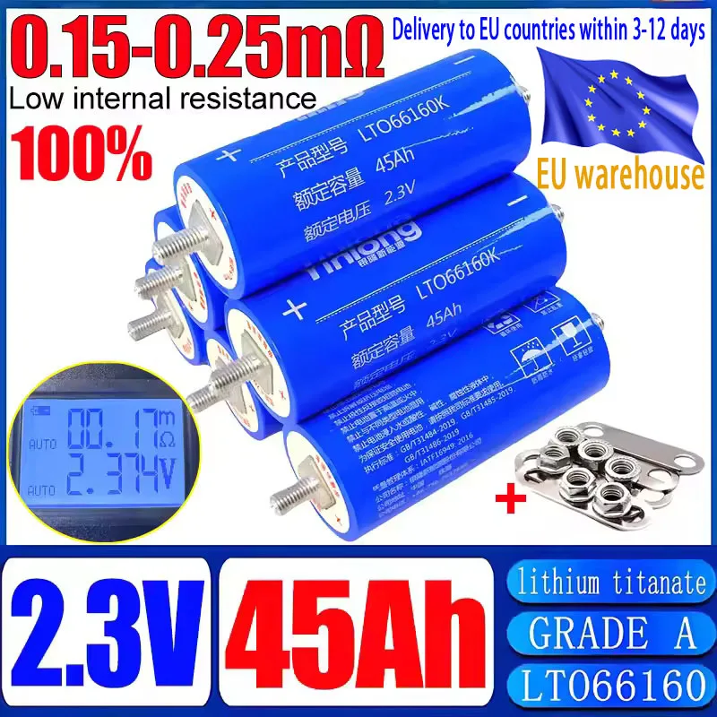 100% Original Yinlong 2.3V 45Ah LTO 66160 Lithium Titanate Battery DIY 12V 24V 48V Solar Speaker Car Power Charge Battery No Tax