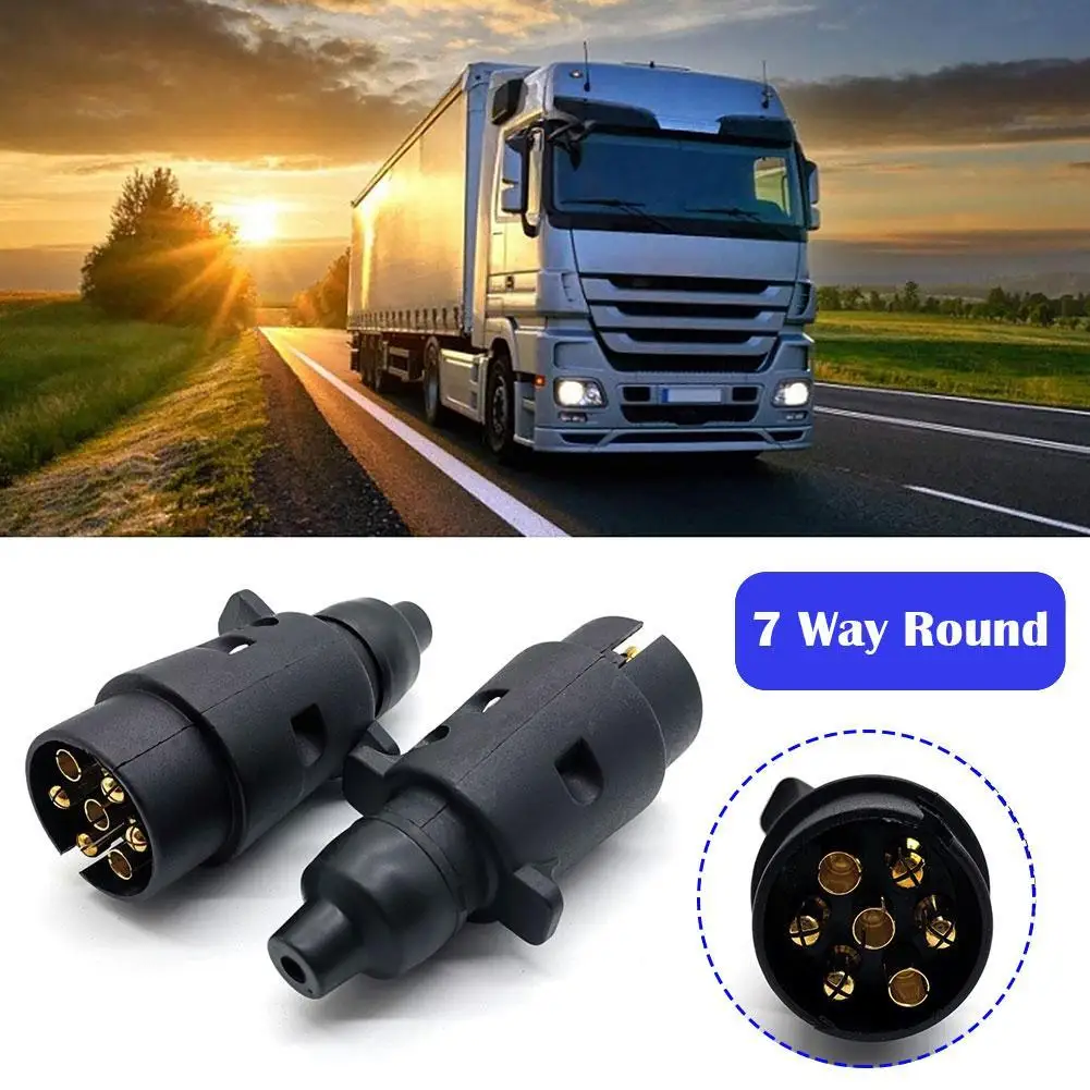 

7 Way 7 Pin Round Plastic 12V RV Trailer Plug Connector Standard Car Socket Plug Automotive Replacement Parts Accessories
