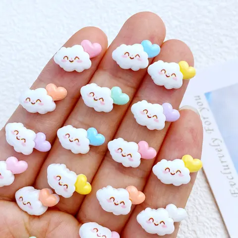 30Pcs 새로운 귀여운 수지 10*14mm 미니 구름 플랫 다시 장식 쥬얼리 매니큐어 헤어 액세서리 액세서리 만들기