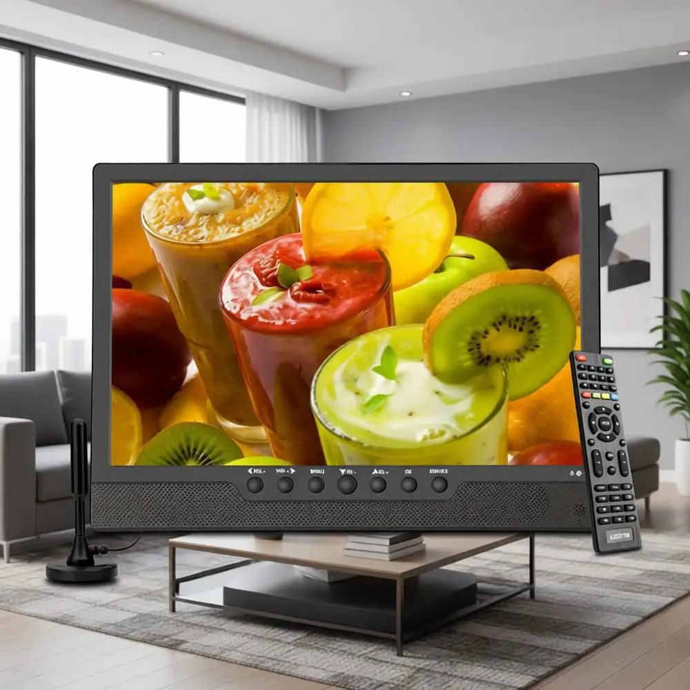 

Портативный телевизор 14 дюймов со встроенным аккумулятором — порты HDMI, USB, AV, антенна, пульт ДУ, кабель 12В для автомобиля для кемпинга и использования в автофургонах