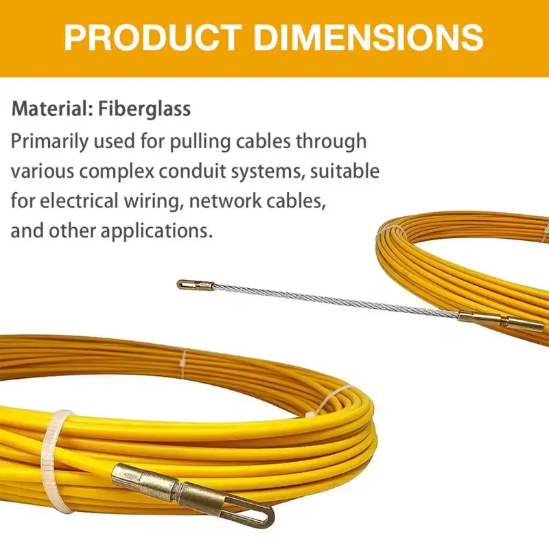 1Set 3mm Fiberglass Cable Puller 10m Duct Rodder Fish Tape Guide Device Electrician Wiring Tool Wiring Installation Auxiliary To view 3