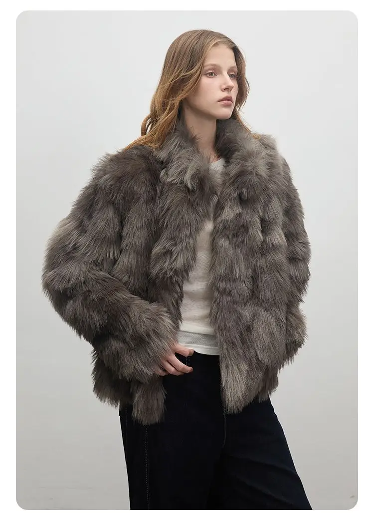 Abrigos envolventes con cuello de piel sintética para mujer, Otoño-Invierno, tipo capullo, gama alta, Vintage, cintura ceñida, combina con todo, paneles cómodos Ins