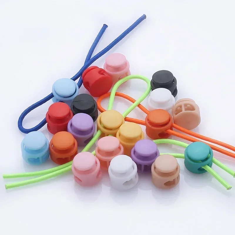 10pcs Colorful Cord Stoppers Round Plastic Cord Locks Metal Spring Anti-slip Stoppers Clothing Accessories