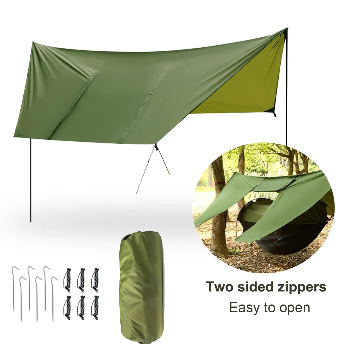 

Sun Shelter HEX Shape Waterproof Hammock Rain Fly Portable Camping Tarp Premium Lightweight Ripstop Nylon Cover Fast Set Up