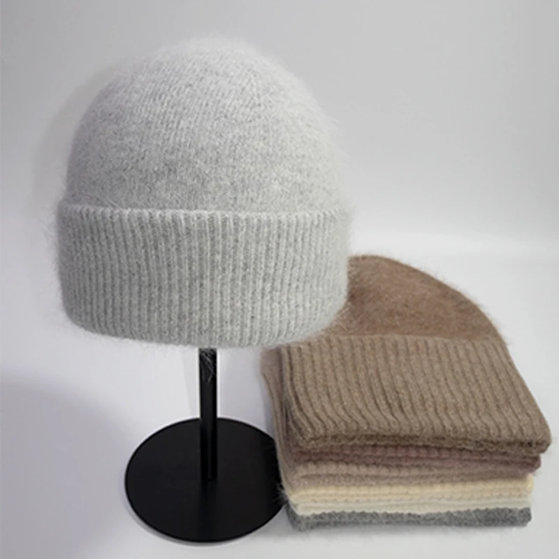 

Angora Hat Women Winter Knit Beanie Warm Soft Accessory For Autumn Cold Weather Skiing Sports Outdoor Holiday