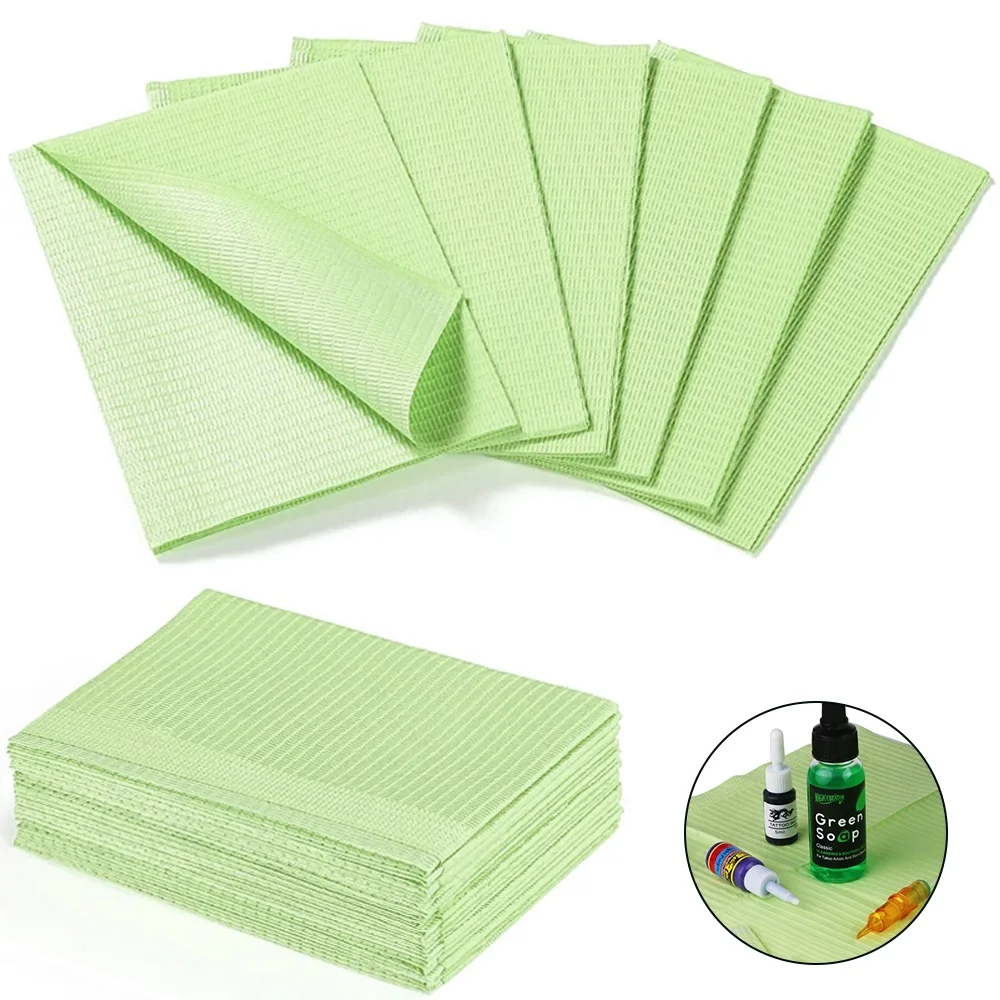 

25/50/125 шт., зеленый настольный чехол для татуировки, одноразовый, водонепроницаемый, устойчивый к пятнам, коврик для чистящего стола, аксессуары для татуировки, красоты ногтей