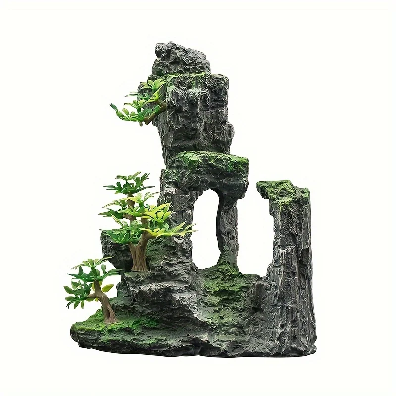 1pc Aquarium Landscaping, Aquarium Decoration, Artificial Mountain, Imitation Water Grass Ornaments, Imitation Small Mountain