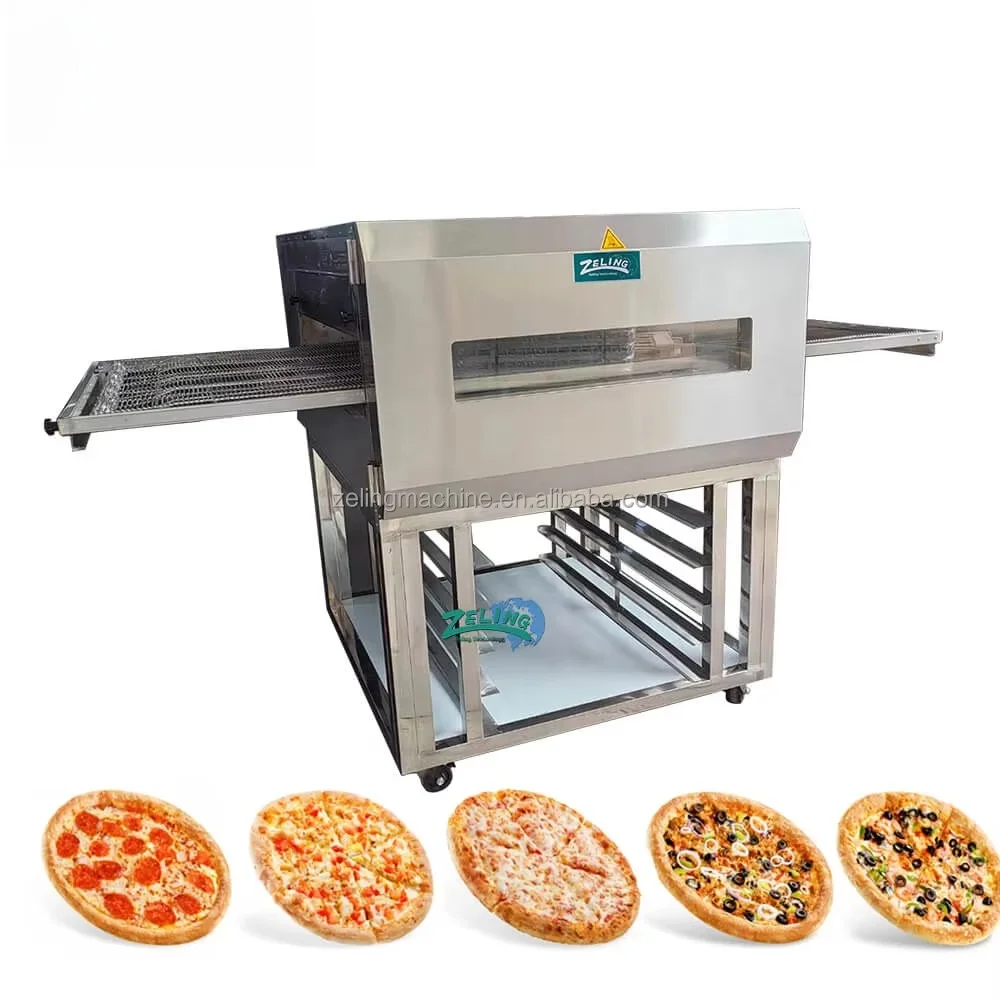 Electric Conveyor Pizza Oven Stainless Steel Commercial Tunnel Baking Machine Adjustable Speed Temperature Corn Fruit