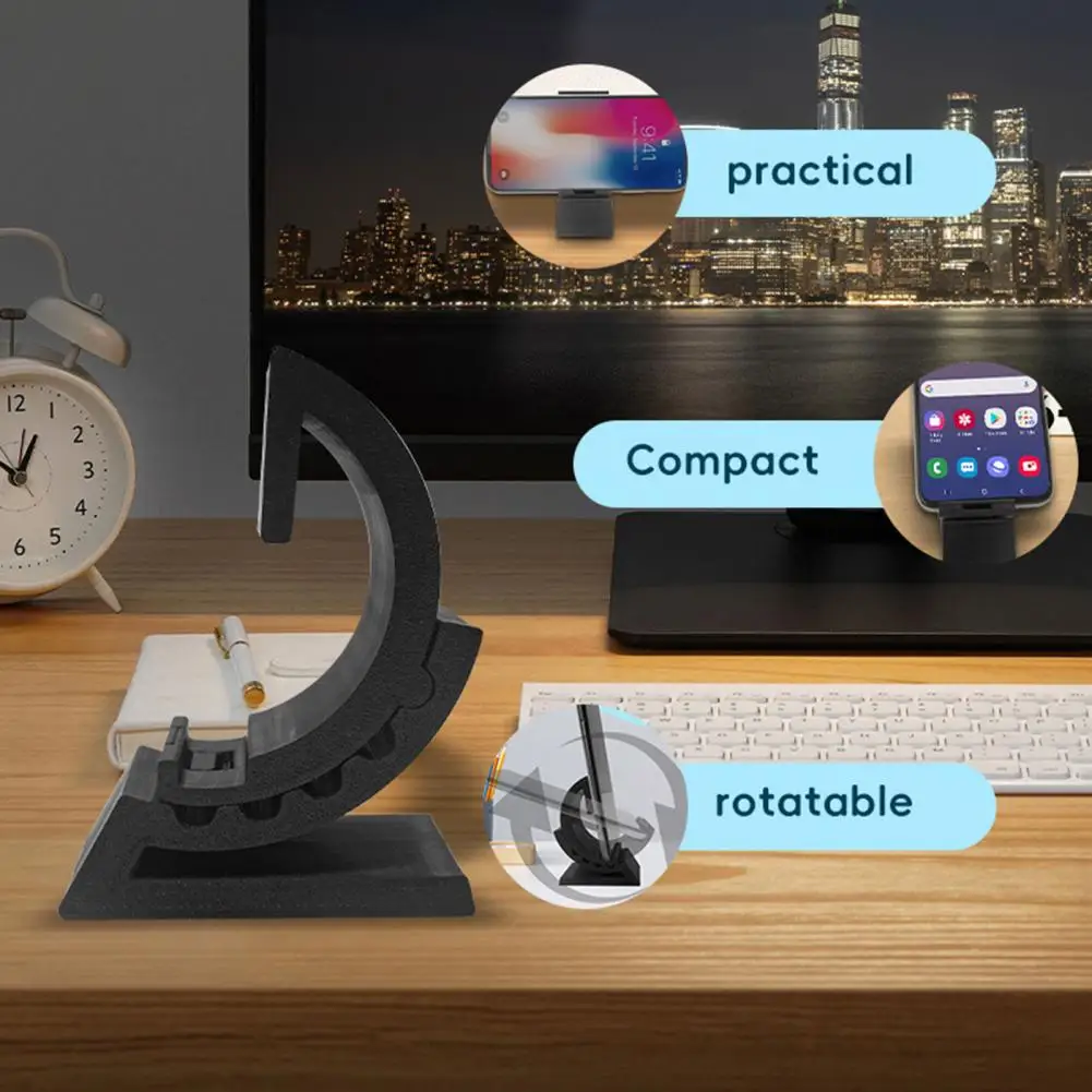 Suporte do telefone móvel de plástico portátil montagem do telefone celular ajustável desktop berço doca para todos os telefones material mesa escritório