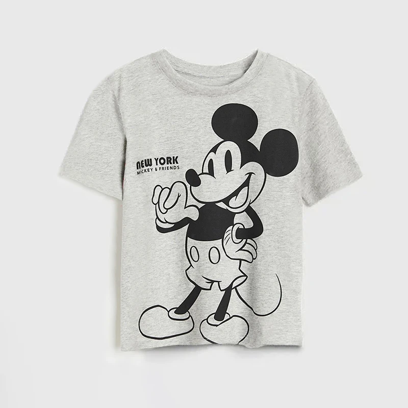 The Little Mermaid Princess Print Tshirt for Girls Summer Kids Boy Cotton Mickey Mouse Tee Minnie Printed Short Sleeve Tops