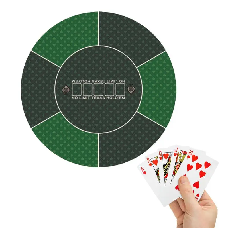 23x23in Round Poker Mat 23x23in Round Poker Mat For Texas Holdem Portable Poker Table Top Waterproof Folding Green Smooth Cover