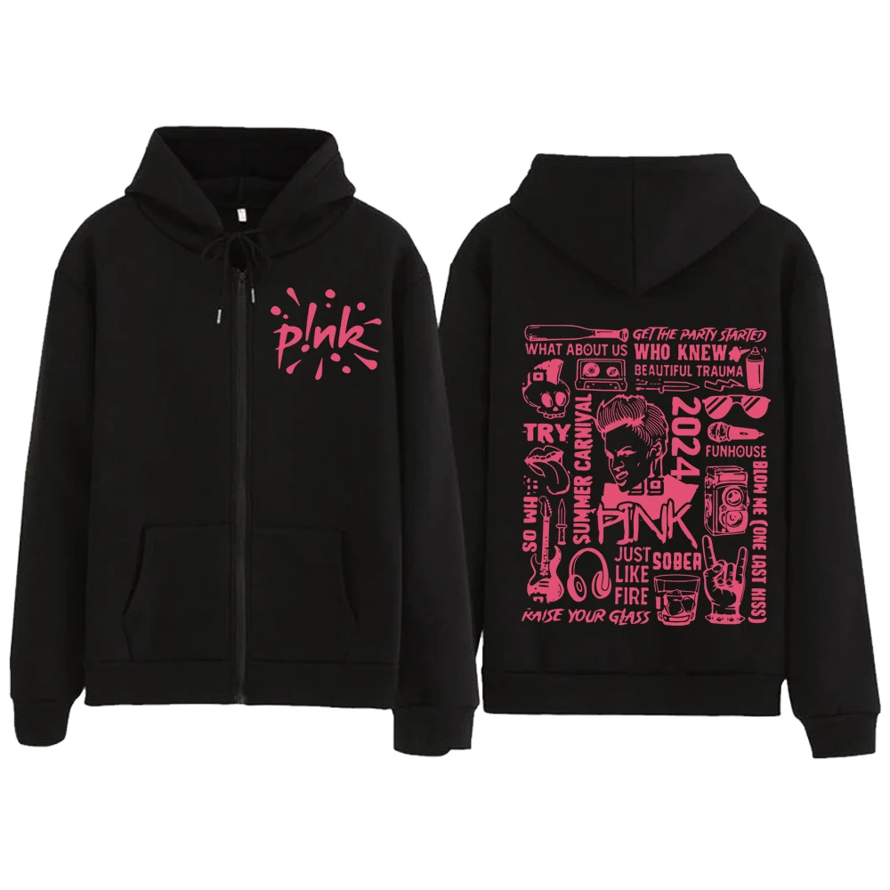 P!nk Summer Carnival Tour 2024 Hoodie Hot Jacket Zip Up Hoodie Sweatshirts Y2K Coat Gift