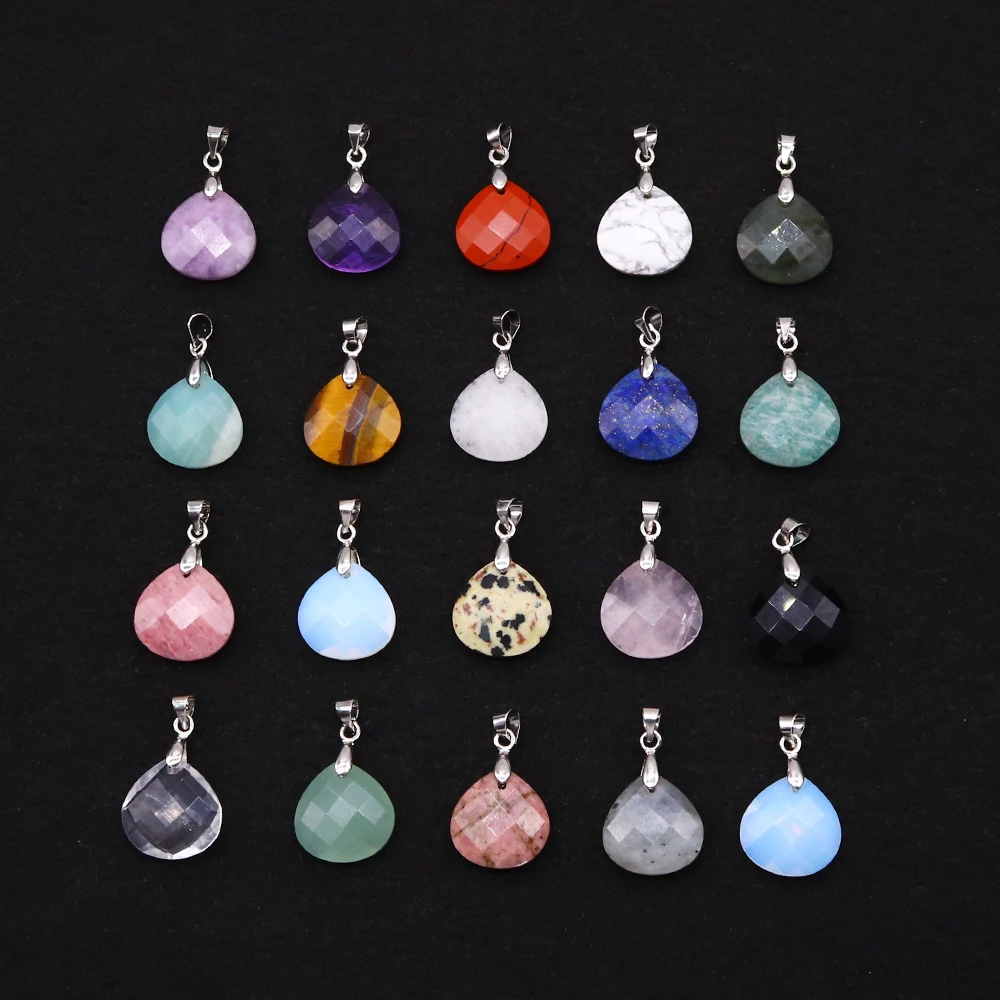 

Random 5pcs Fashion Natural Cut Water Drop 16mm Pendant Amethyst Opal Spiritual Stone Used for DIY Earrings and Jewelry Making