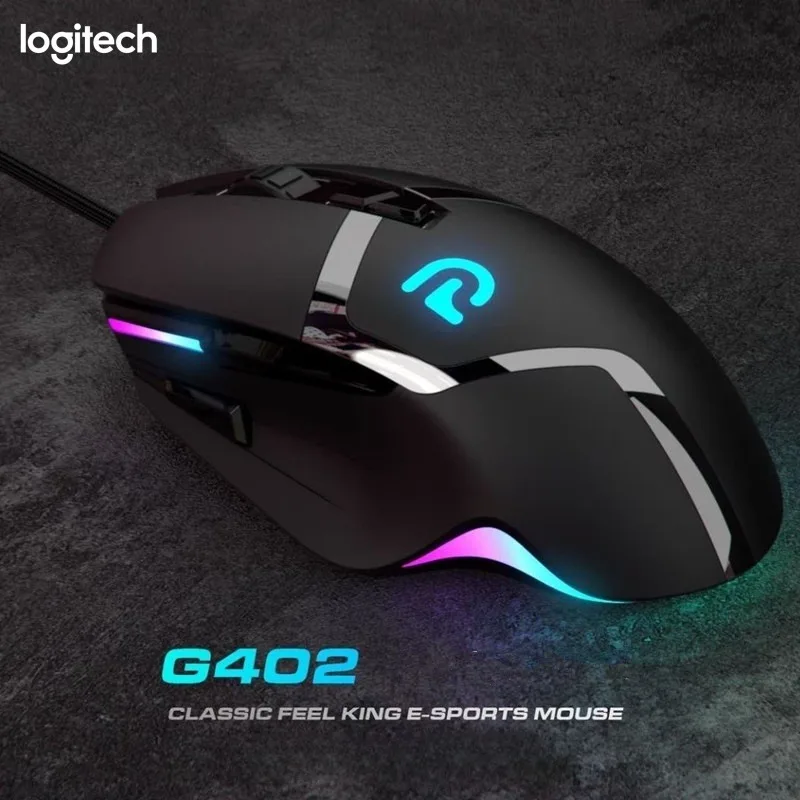 

The Logitech G402 wired mouse features a lightweight, portable design, eight programmable buttons, and PC and Mac compatibility