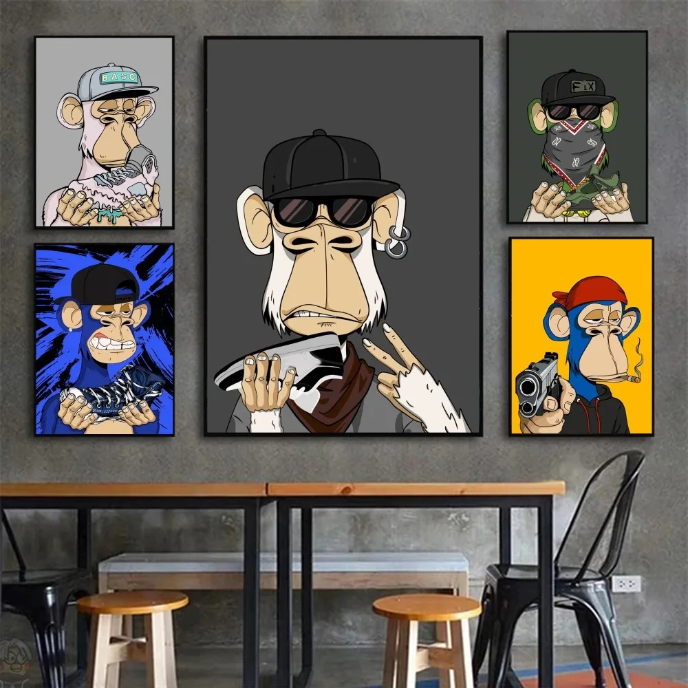 Funky Funny Animal Monkey With A Hat Fashion Bored APE A Poster HD Posters Home Room Bar Cafe Decor Art Wall Painting Picture