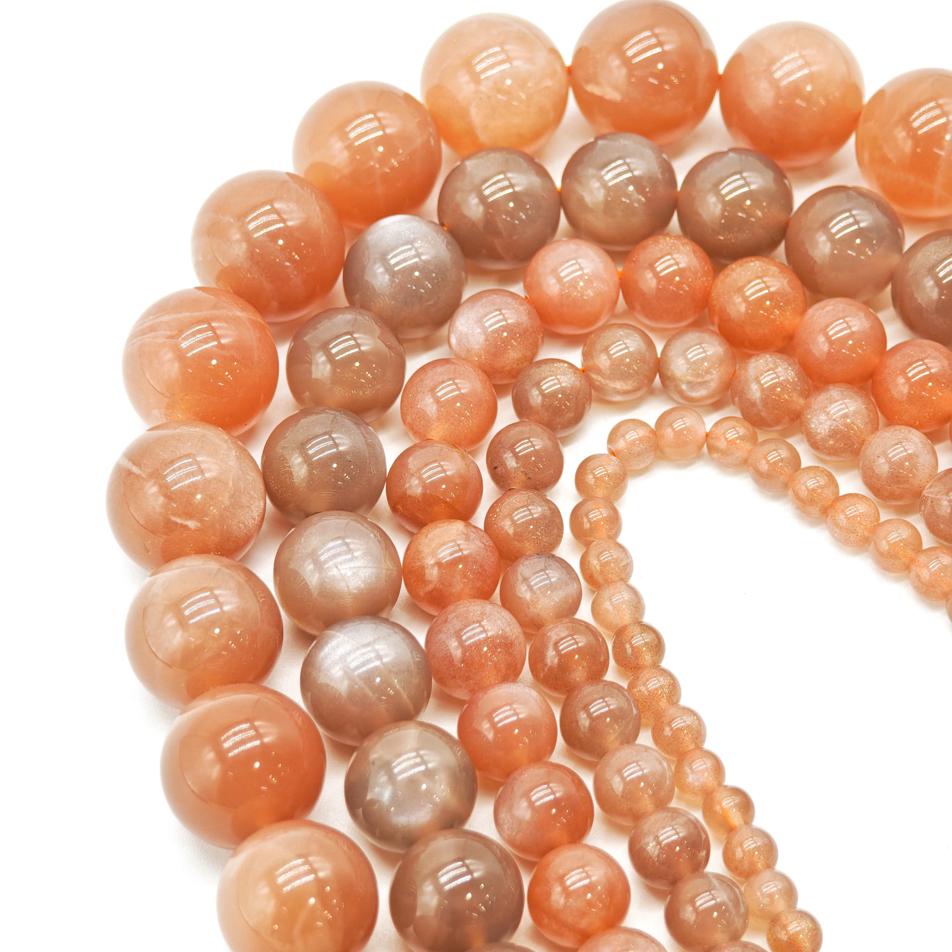 5A Natural Stone Gold Color Sunstone Round Loose Beads Orange Gemstone Beads 6 810mm Pick Size For Jewelry Making Diy Bracelet