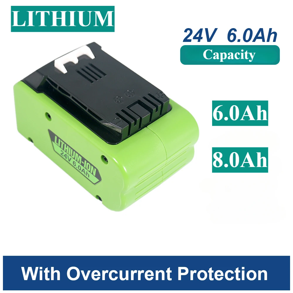 For Greenworks 24V 6.0AH/8.0AH Lithium Ion Battery (Greenworks Battery) The original product is 100% brand new