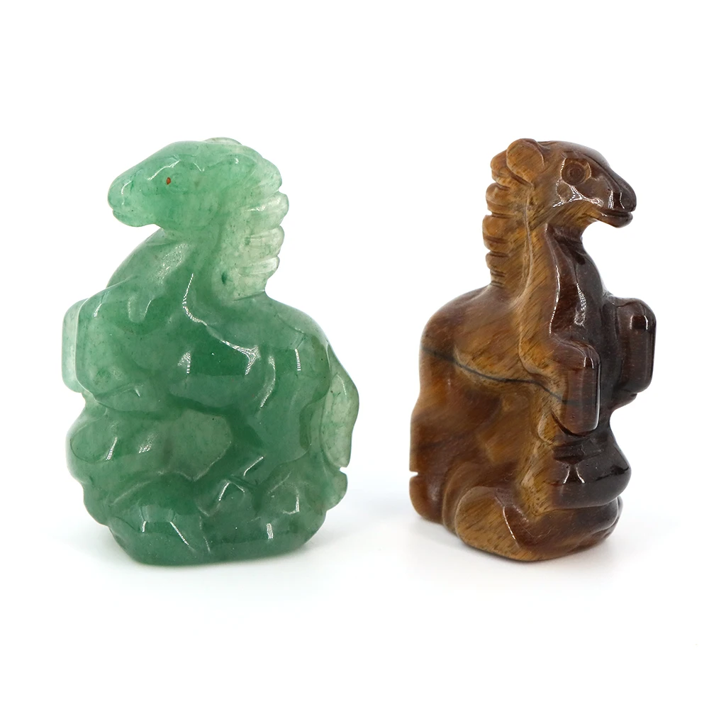 Natural Stone Horse Statue Crafts Home Room Decoration Healing Crystal Gemstone Hand Carved Animal Figure Ornaments Holiday Gift