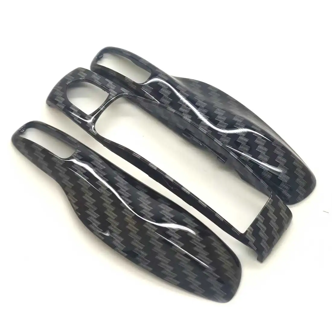 3 PCS Carbon Fiber Gloss Car Key Case For Porsche Cayenne 9ya Panamera 971 911 Macan Cover Replace Hard Shell