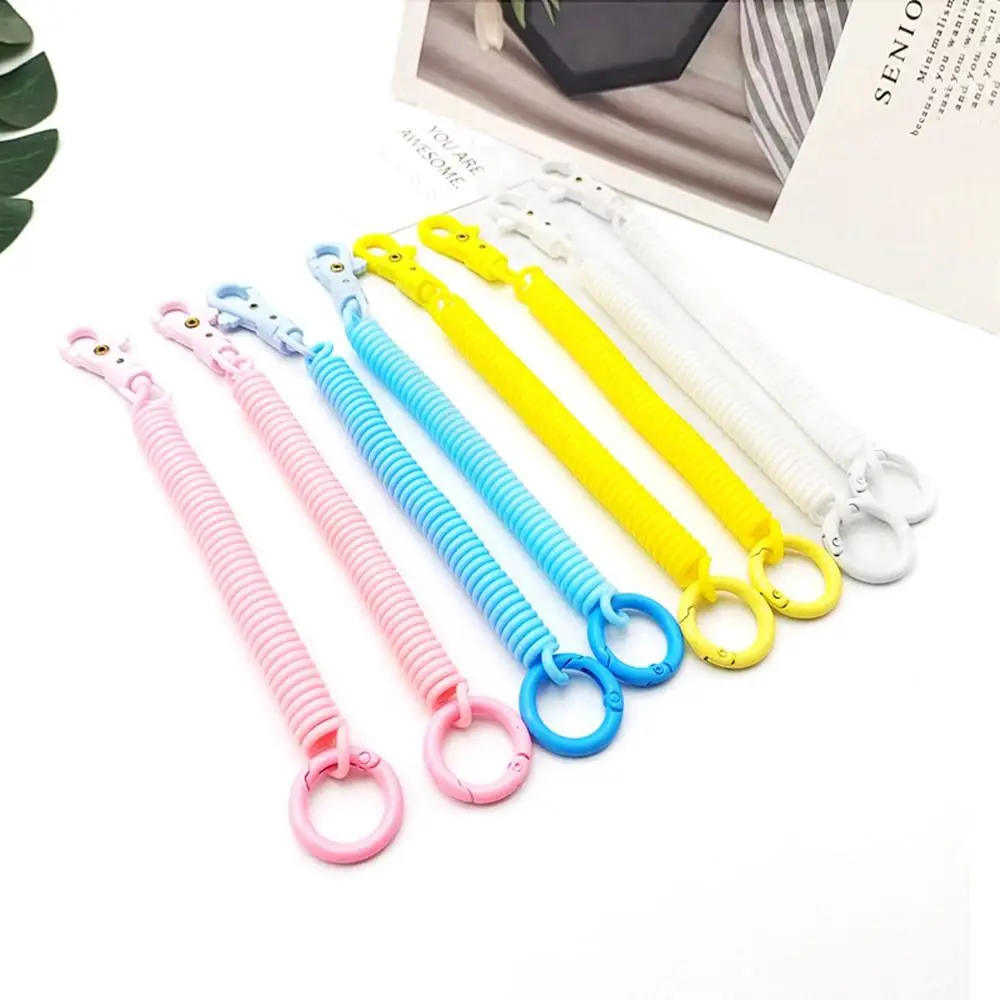 Stretchy Coil Luggage Tags ID Key Tags Labels Key Chains Stretch Spring Coil Key Hooks Spring Keychain Bracelet Spring Keyring
