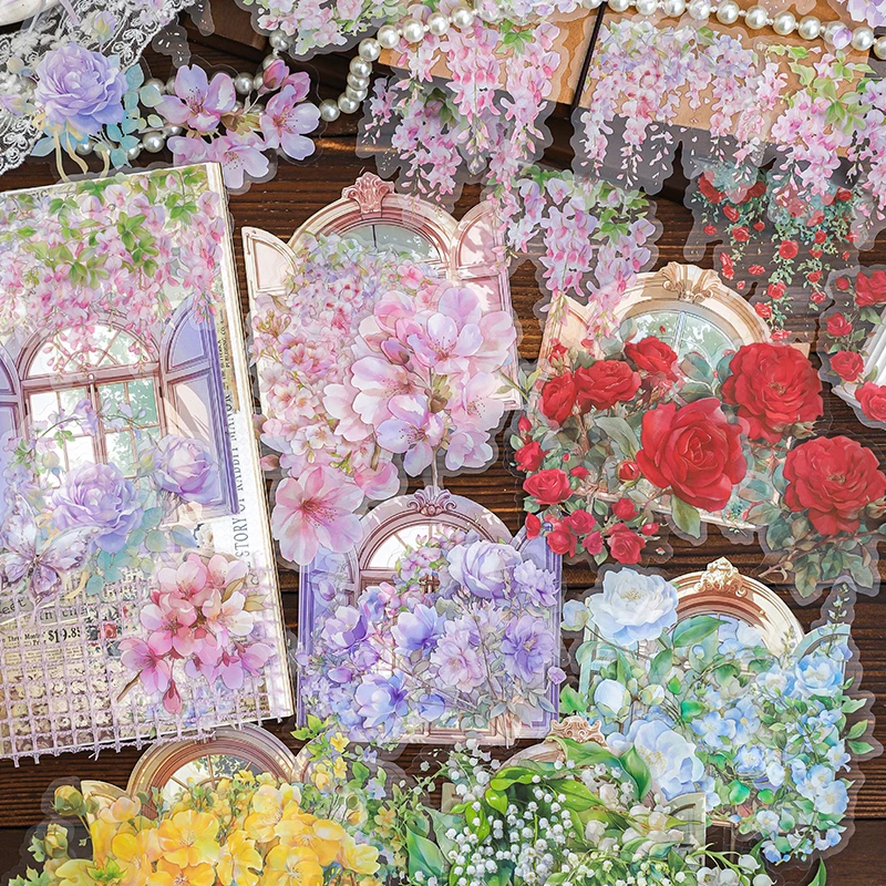 20 pcs Plant Flower House Series PET material Decorative sticker Diary Album Scrapbooking material Junk Journal Supplies