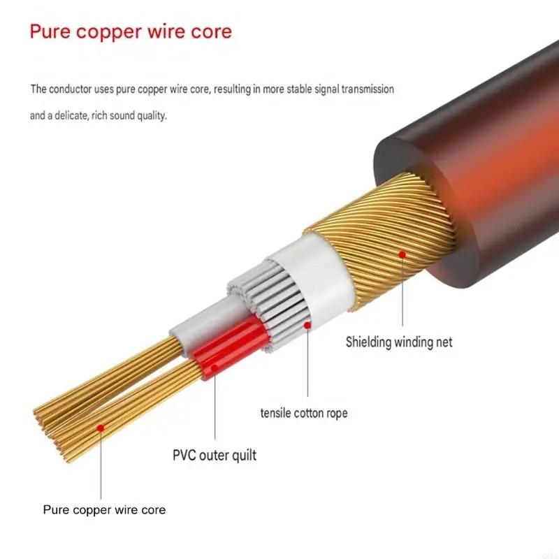 Q6PA Media Cable Cord for Speaker and Player Use with Gold Metal Ends, Foil Wrap, PVC Cover and Indoor Sound Unit Care Daily