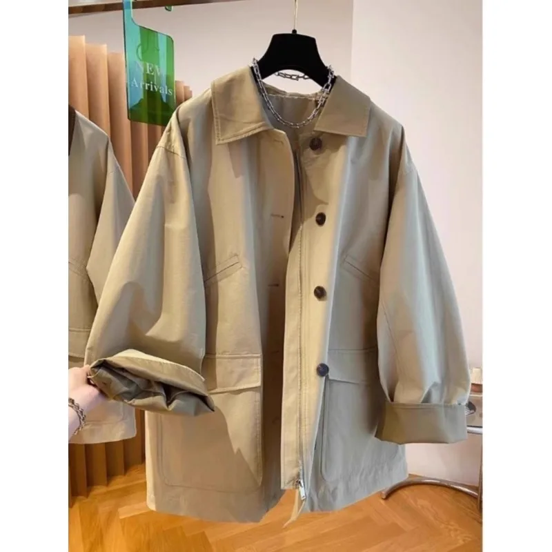 

Loose Workwear Sle Long Coat for Men And Women Autumn Winter plus Size 300 Pou Color Blo Design High End Feeling Outer...