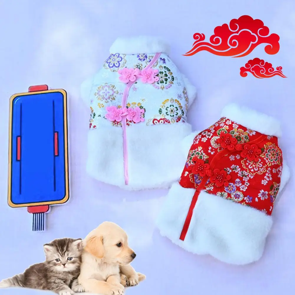 

Pet Dog Puppy Winter Chinese Style Embroidery Clothes Print Buckle Keep Warm Dog Clothes Tang Suit for New Year ropa para perros