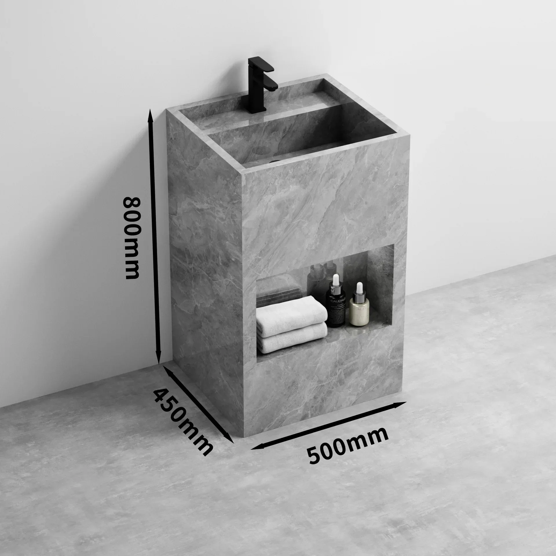 TAO Bright rock slab column basin integrated seamless rock slab column basin wash basin floor type