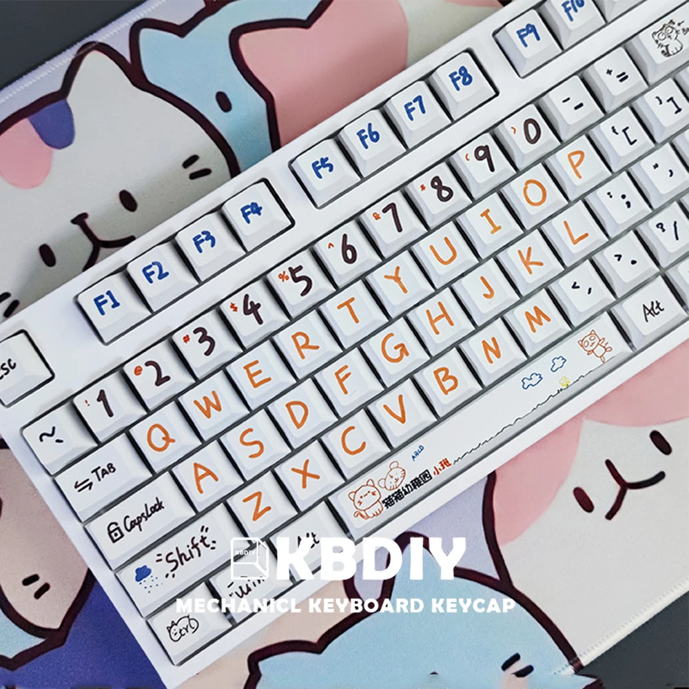 Kbdiy 138 chaves graffiti keycap cereja perfil pbt keycaps para teclado mecânico personalizado bonito anime conjunto de tampões chaves tester68 rk61